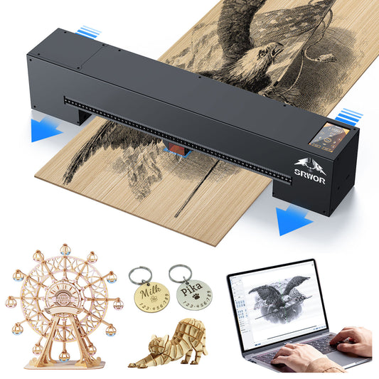 SRWOR Infinite Y-axis Laser Engraver 10W Output, 80W Auto-Focus Laser Engraving Machine Over 300+ Material,Gift for Lover Father Friends